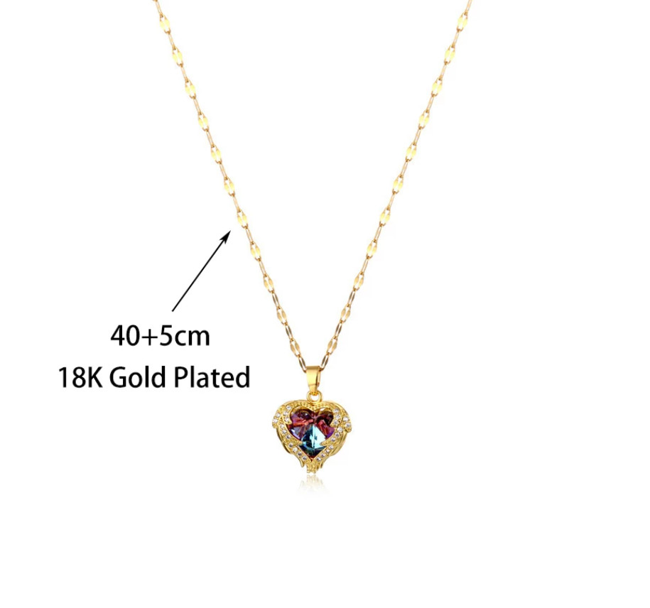 Luxury Heart Necklace/Pendant/Jewelry Korean Fashion Stainless Steel + 18 k Gold