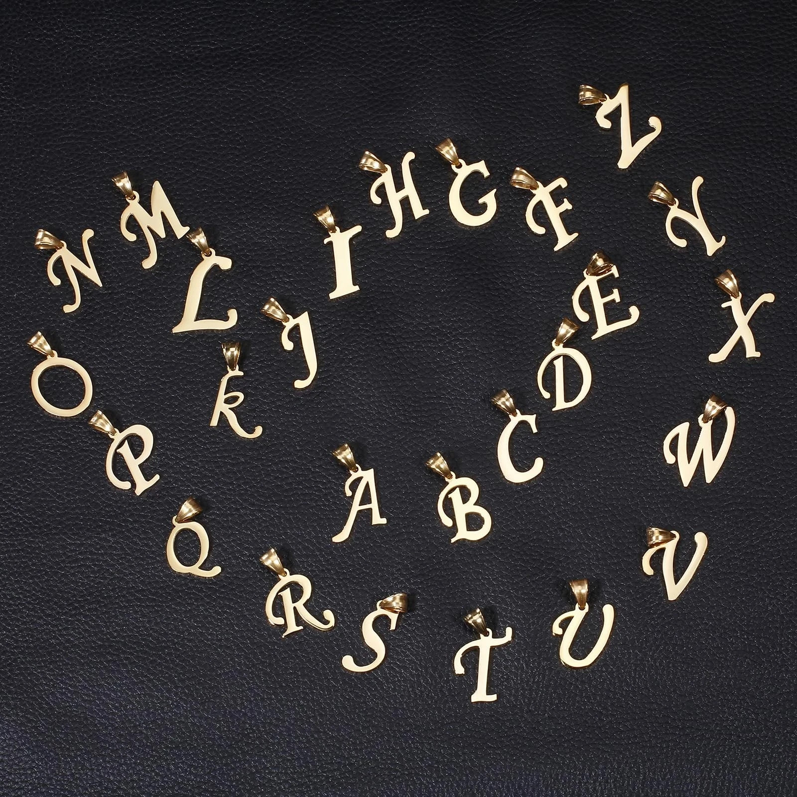Initial Charms Gold Letter Pendant 14k Gold Charm Name for Women and Men (B)