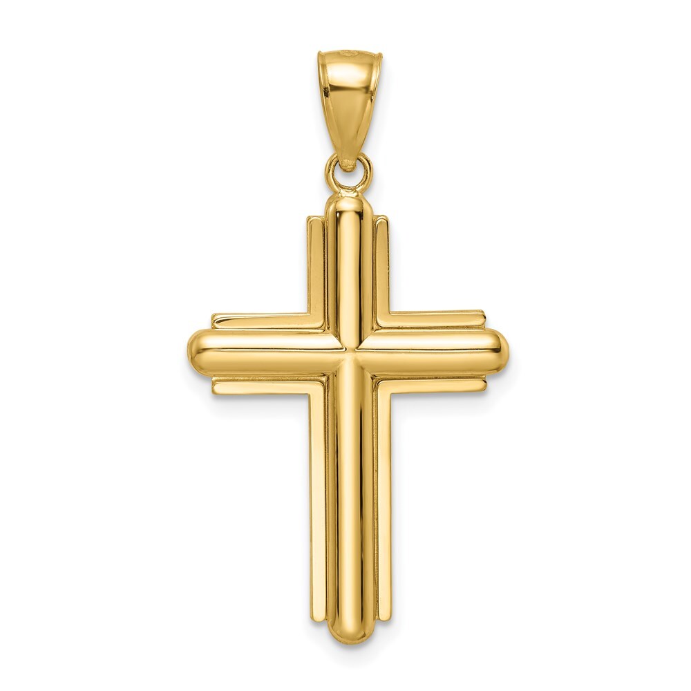 14k Yellow Gold Beveled Cross Pendant for Women 4.36gm L-1.53 Inch, W-0.8 Inch