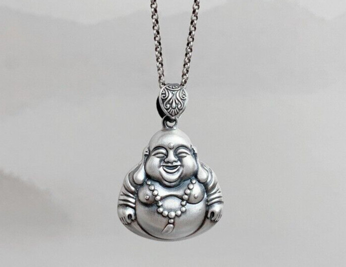 new Smiling Buddha Necklace Pendant Lucky Jewelry for Men or Women with Chain