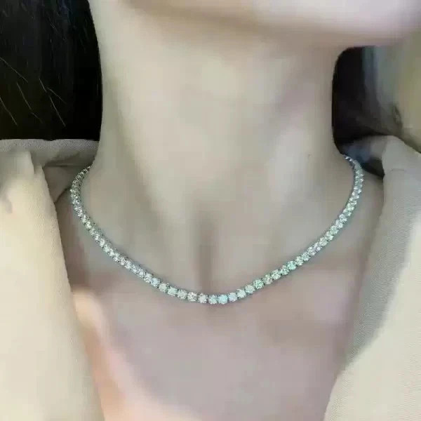20Ct Round Cut Lab Created Diamond Tennis Women’s Necklace 14K White Gold Plated