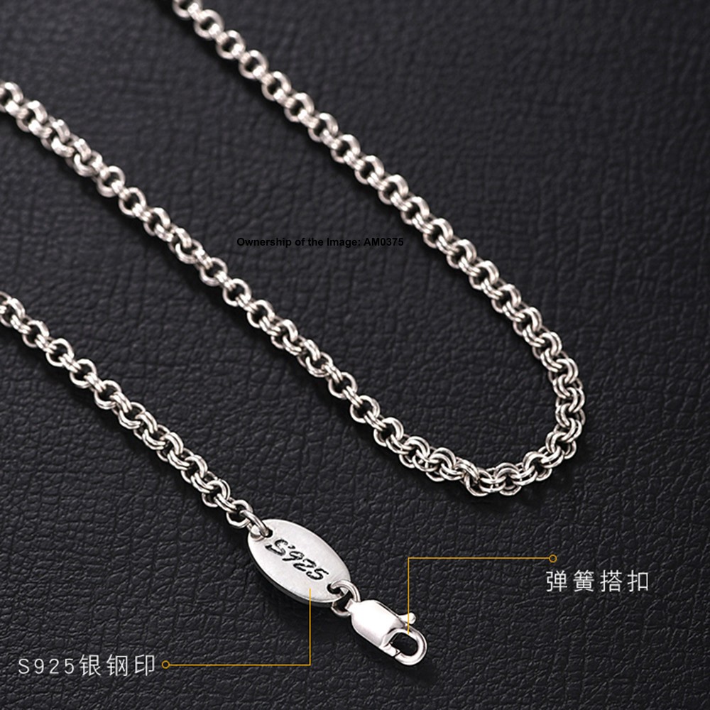 Pure 925 Sterling Silver Necklace -3mm Double-Cable Link Chain Necklace 50-70cm