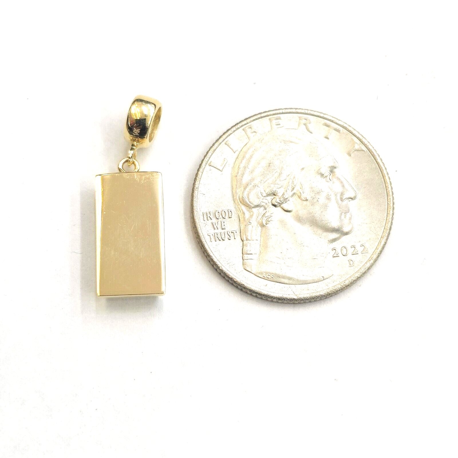 14k Yellow Gold Tiny 999.9 fine gold bar brick bar 1kg Pendant Charm Gift 2.2g