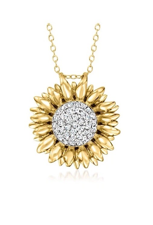 Ross-Simons Diamond Sunflower Ncklc in 18k Gold Plate 20 inches