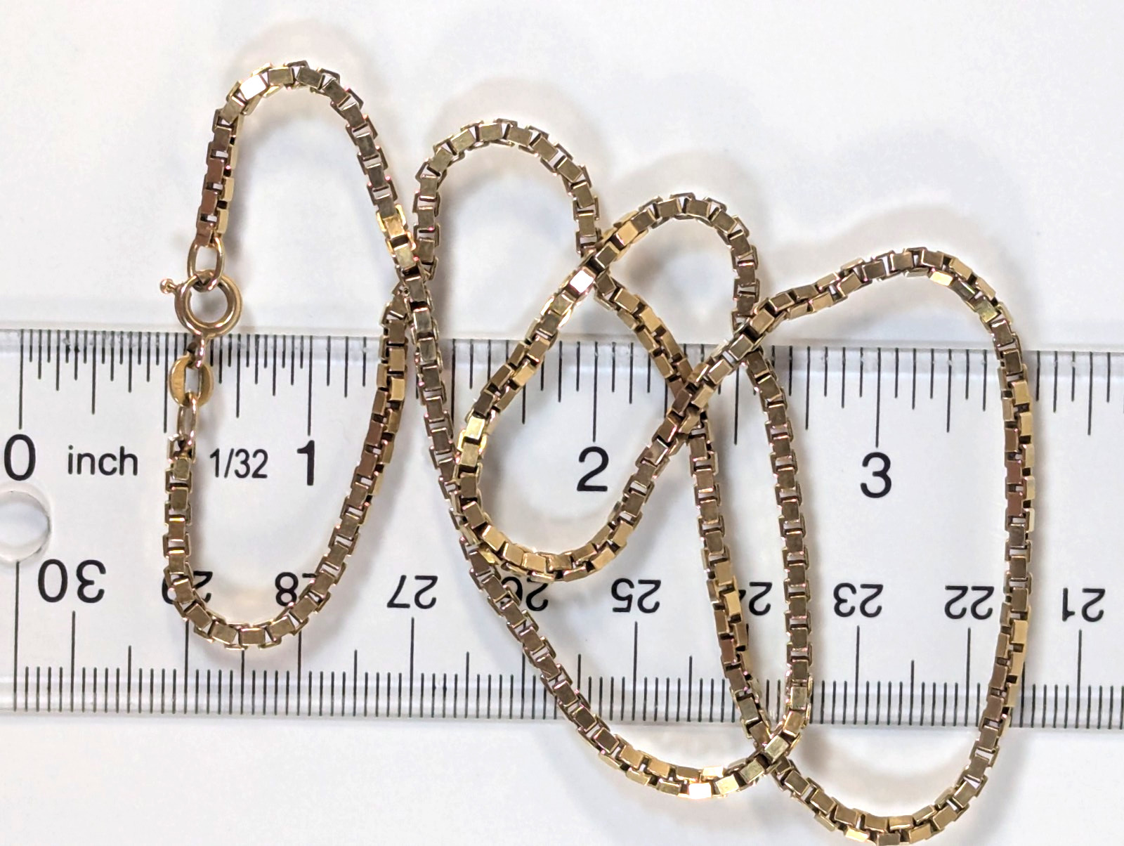Vintage 14K SOLID Yellow Gold Box Chain Necklace 20″ HEAVY Gift FREE Shipping