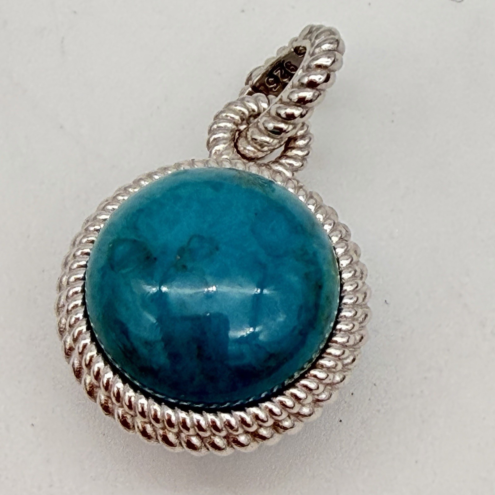 Judith Ripka Turquoise Blue ball sterling enhancer pendant or charm Heavy Chunky