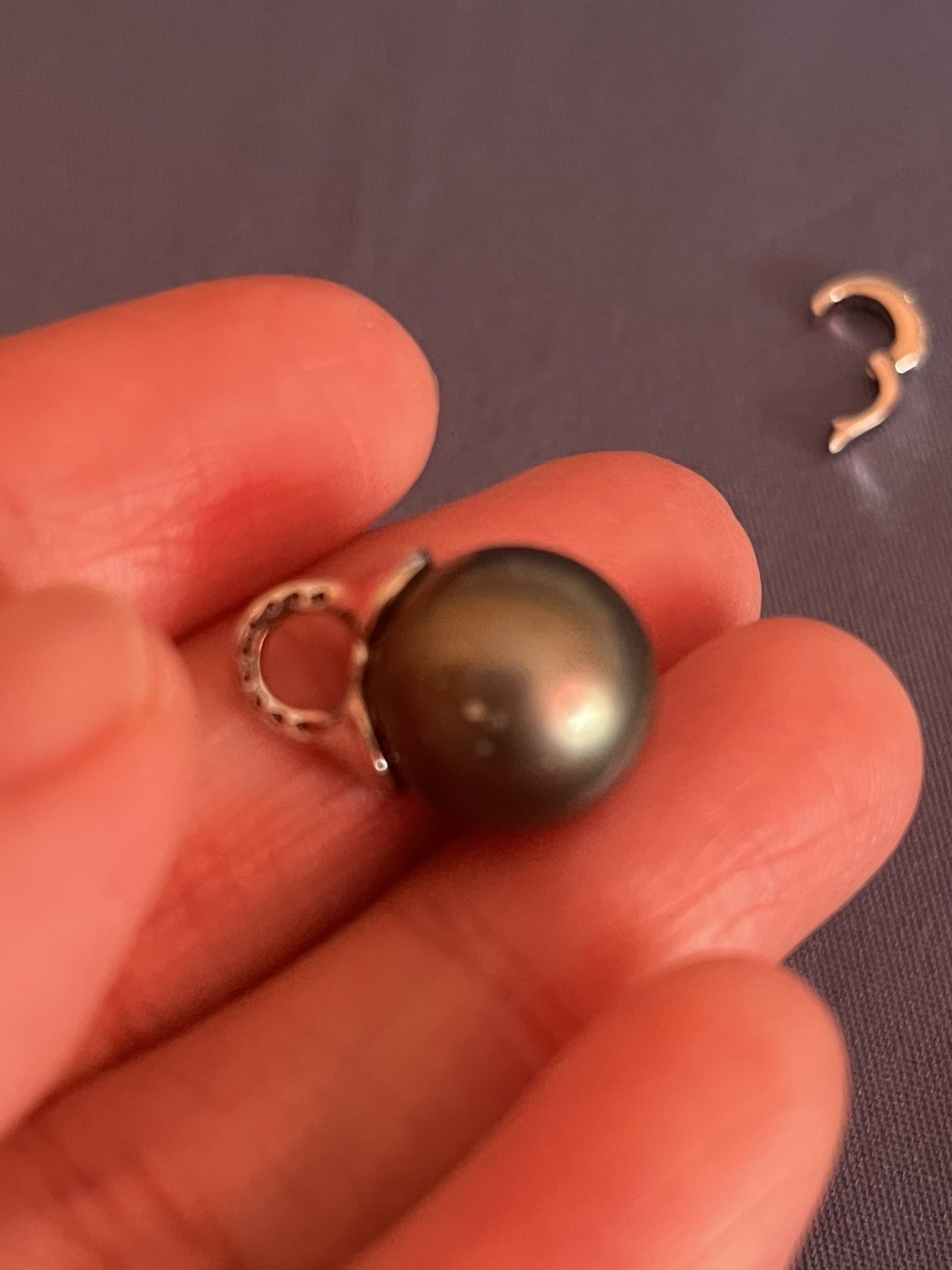 12mm Tahitian Natural South Sea Pearl Pendant Only With S925 opened clasp