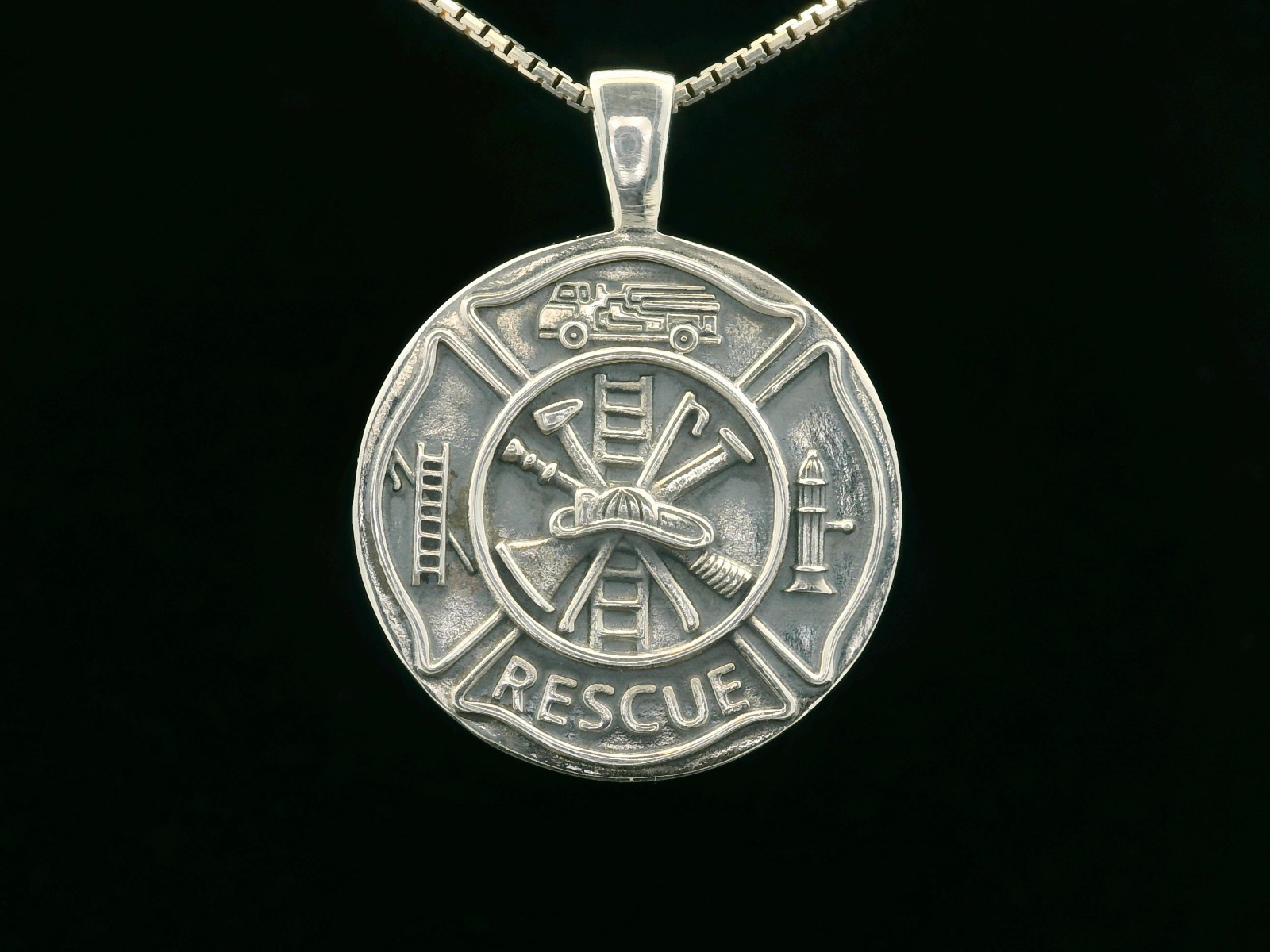 925 Sterling Silver Saint Florian Two-Sided Necklace