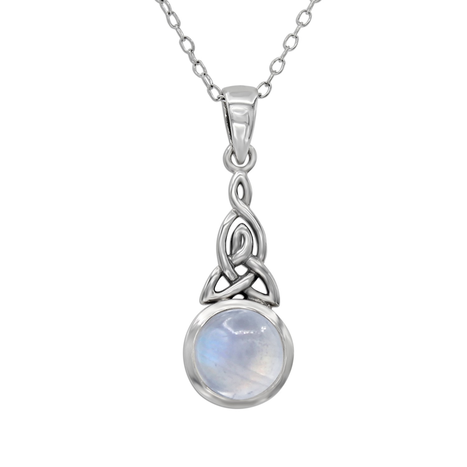 Celtic Moonstone Necklace – .925 Sterling Silver Motherhood Knot Pendant Jewelry