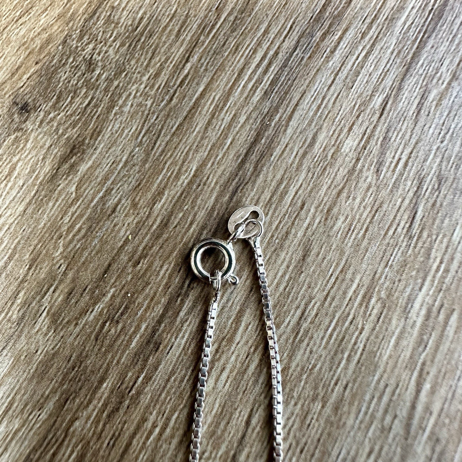 Sterling Silver Box Link Chain Necklace AGI Italy with Flower Pendant