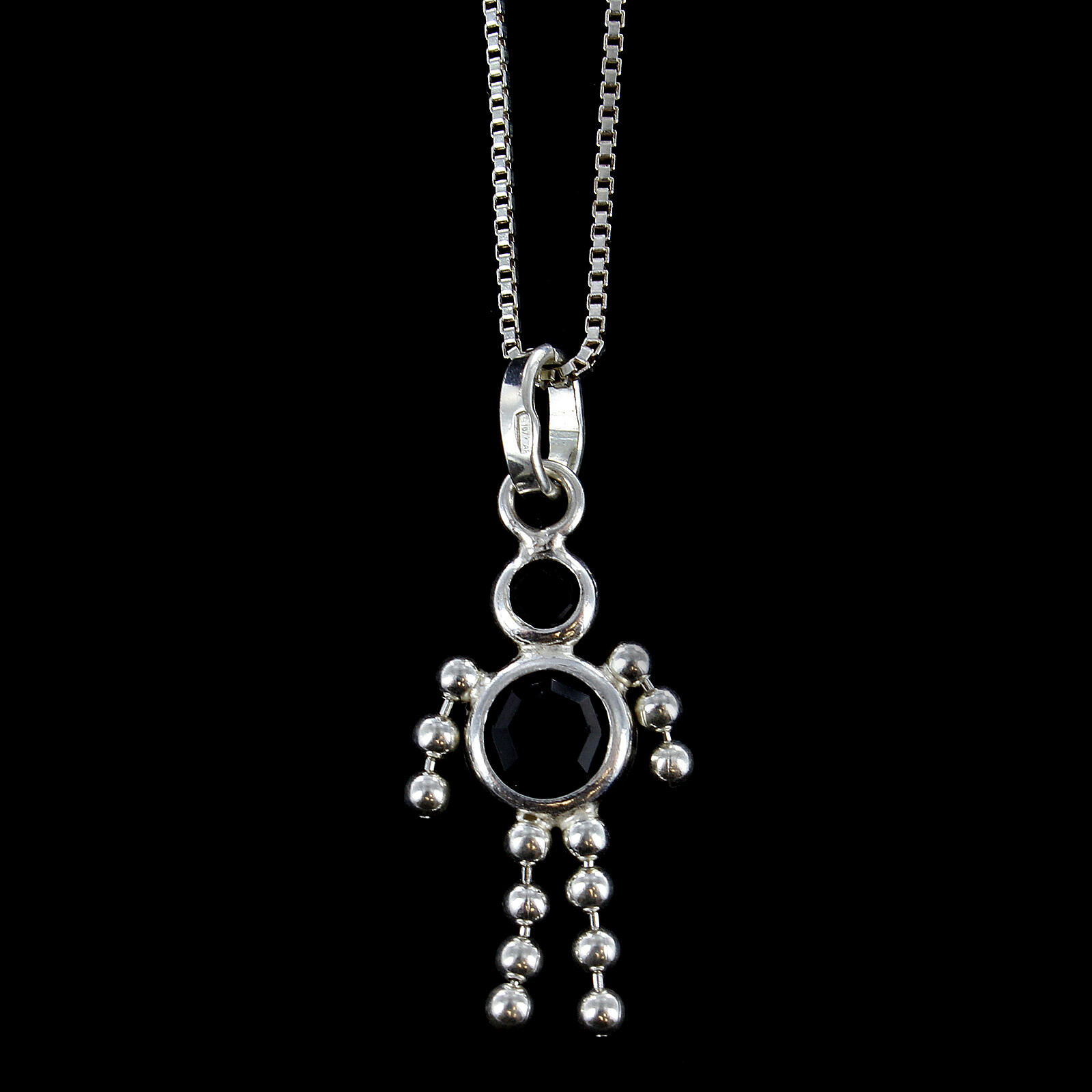 Crystal Gemstone People Charm on Sterling Silver Thin Box Style Chain Necklace