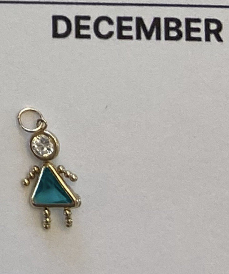 Vintage 14KT Yellow Gold BIRTHSTONE BABY BOY / GIRL Charm PENDANT gemstone MOM