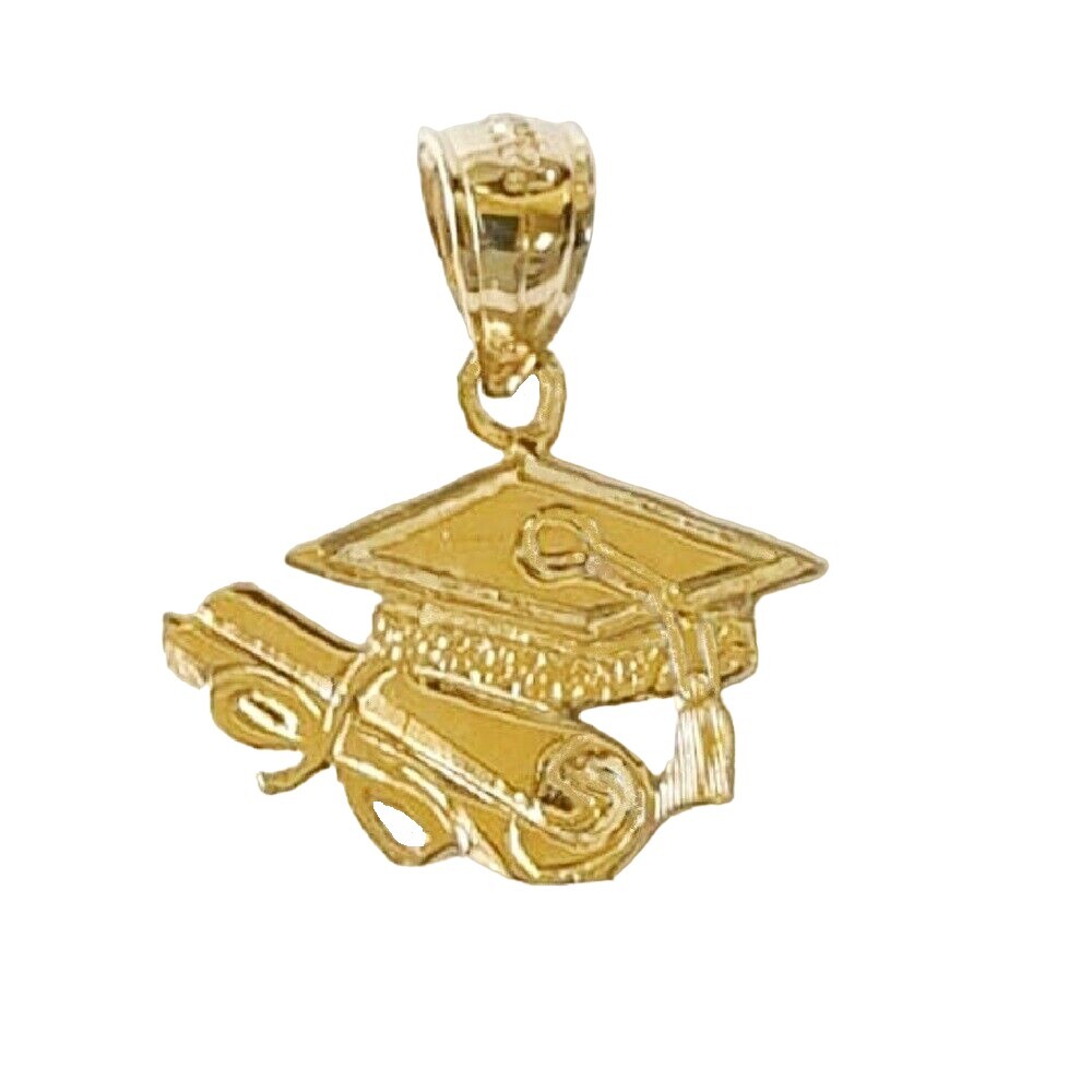 14k Yellow Gold Graduation Cap Hat Diploma Pendant / Charm, Made in USA