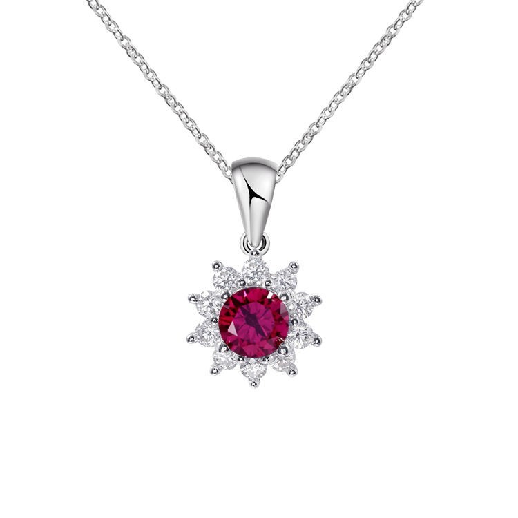 4CT Pink Round cut Shaped Moissanite Pendant 14K white Gold Plated free chain