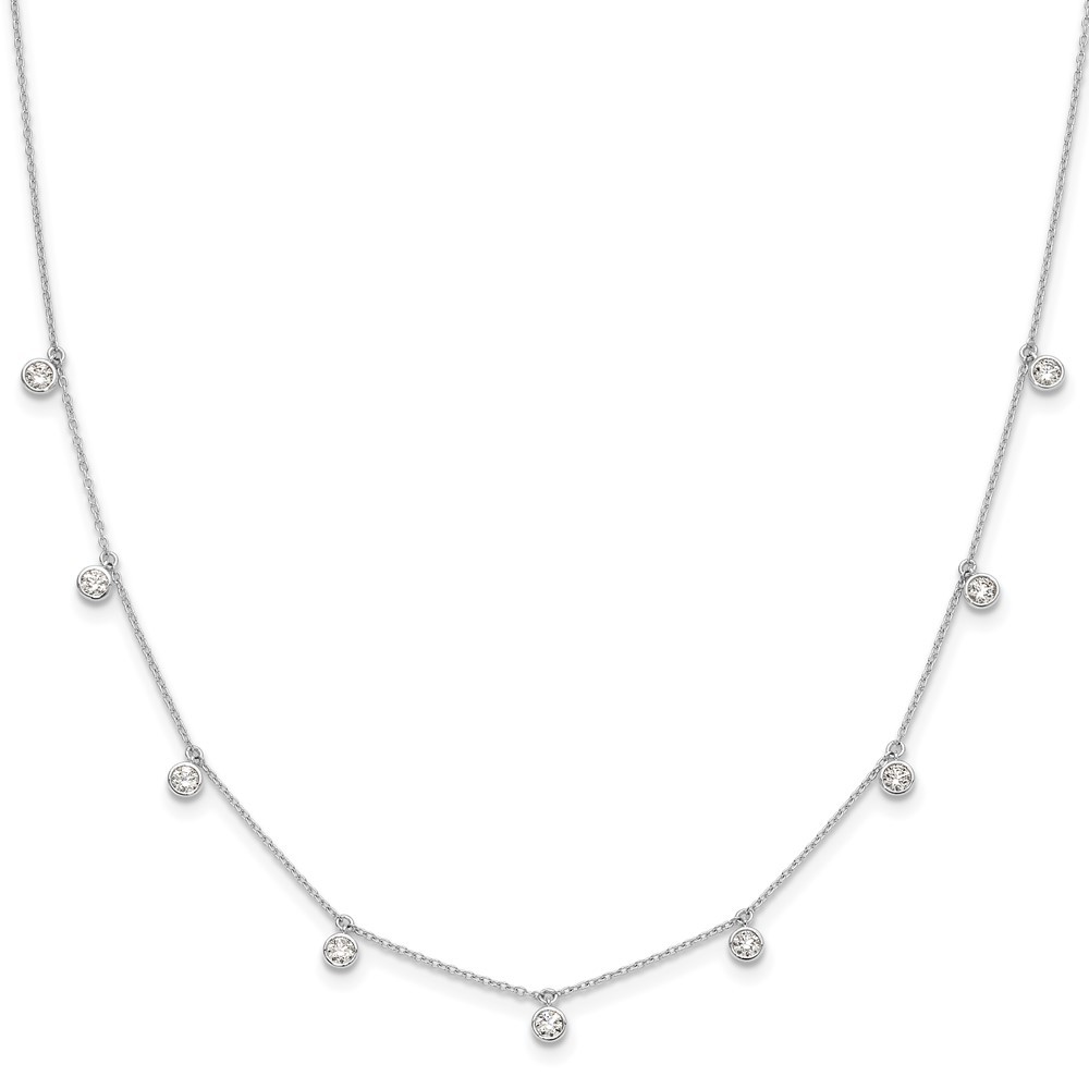 14k White Gold 1 1/6 carat Lab Grown Diamond Nine Station Necklace 18″