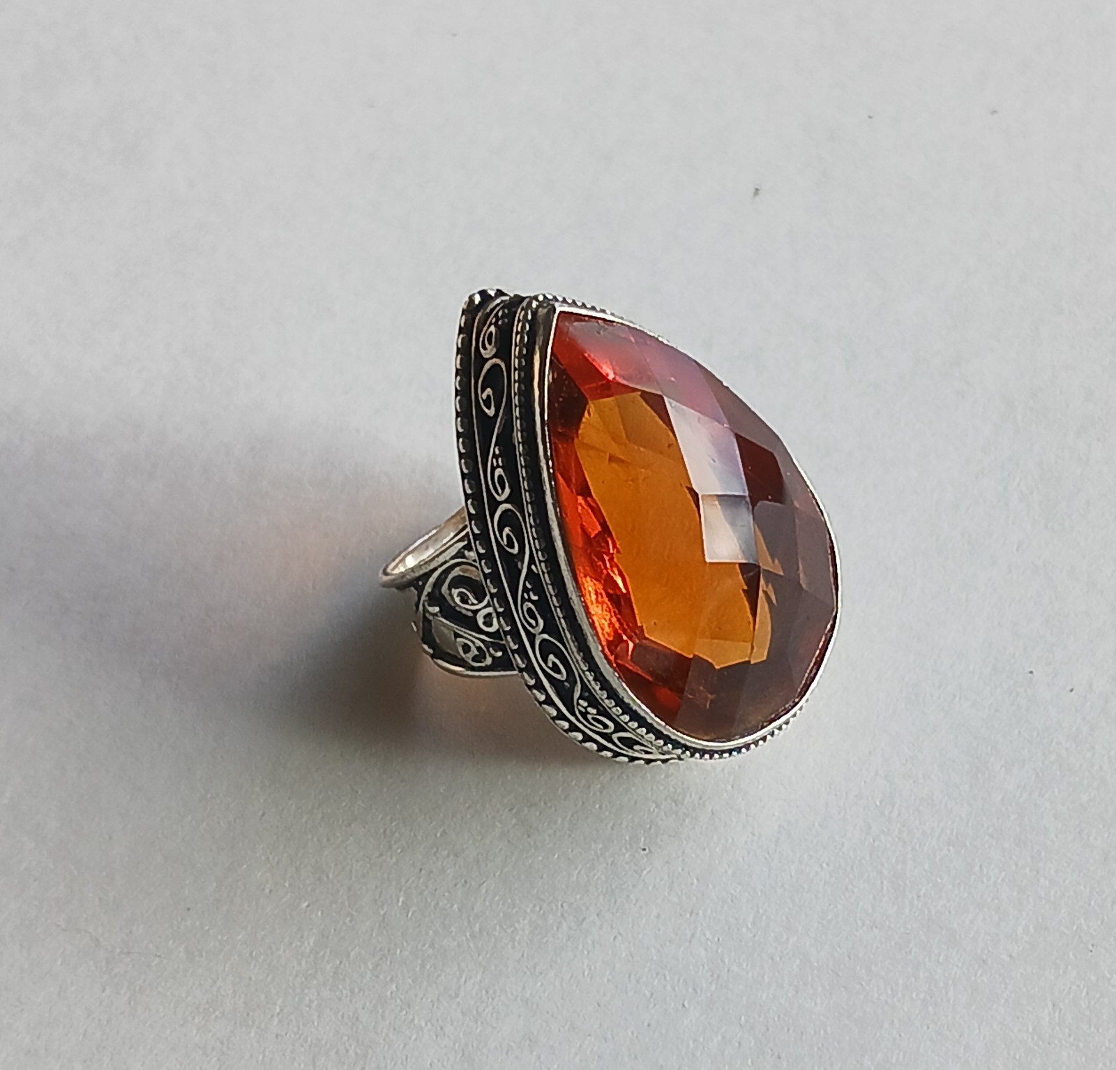 womens sterling silver .925 Citrine gemstone ring Artisan sz. 7.5