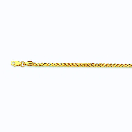 10k Yellow Gold 2.5mm-5mm Wheat Palm Chain Bracelet Size 7″-30″ Hollow