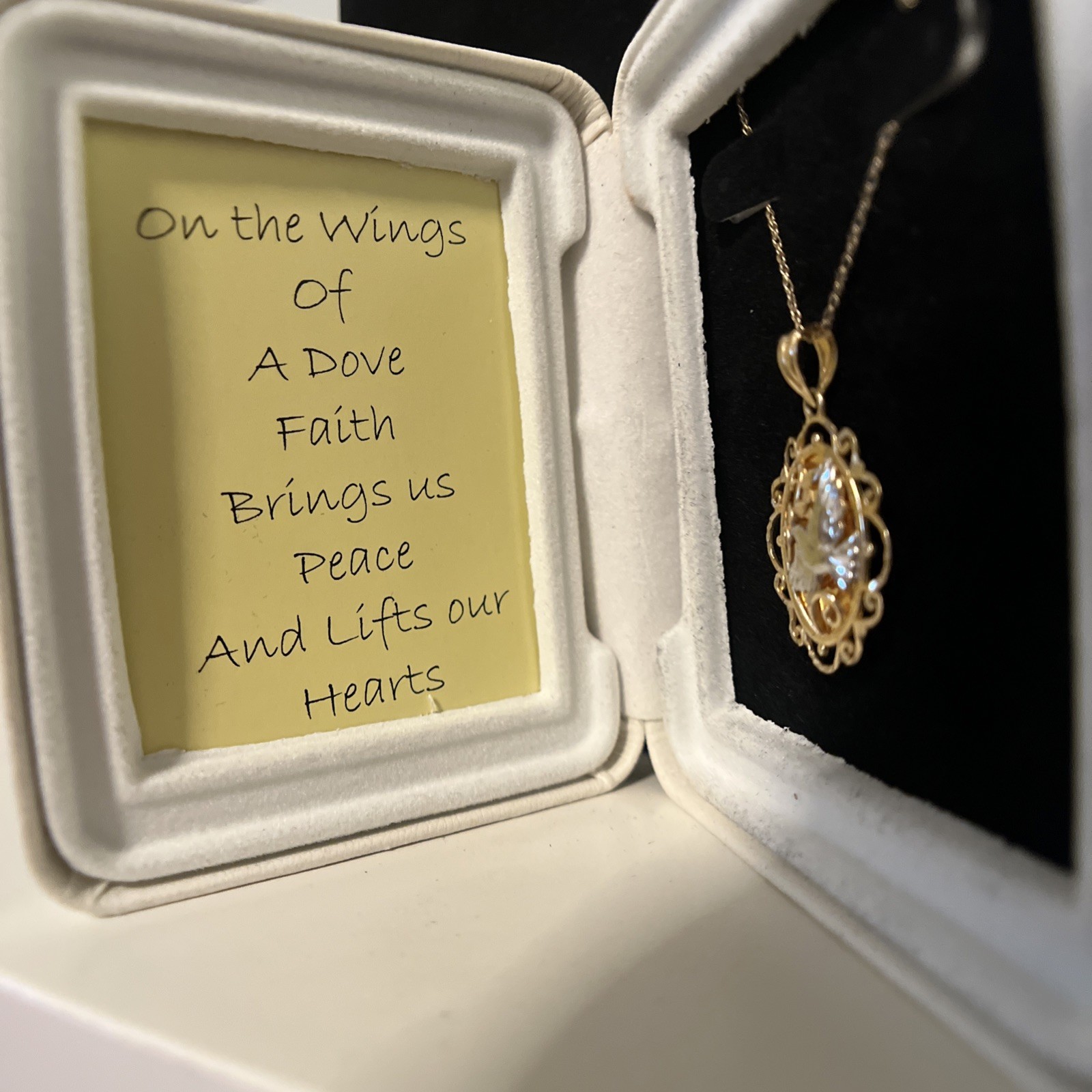 Michael Anthony 10K Gold Dove Olive Branch Pendant Necklace Two Tone Faith w/Box