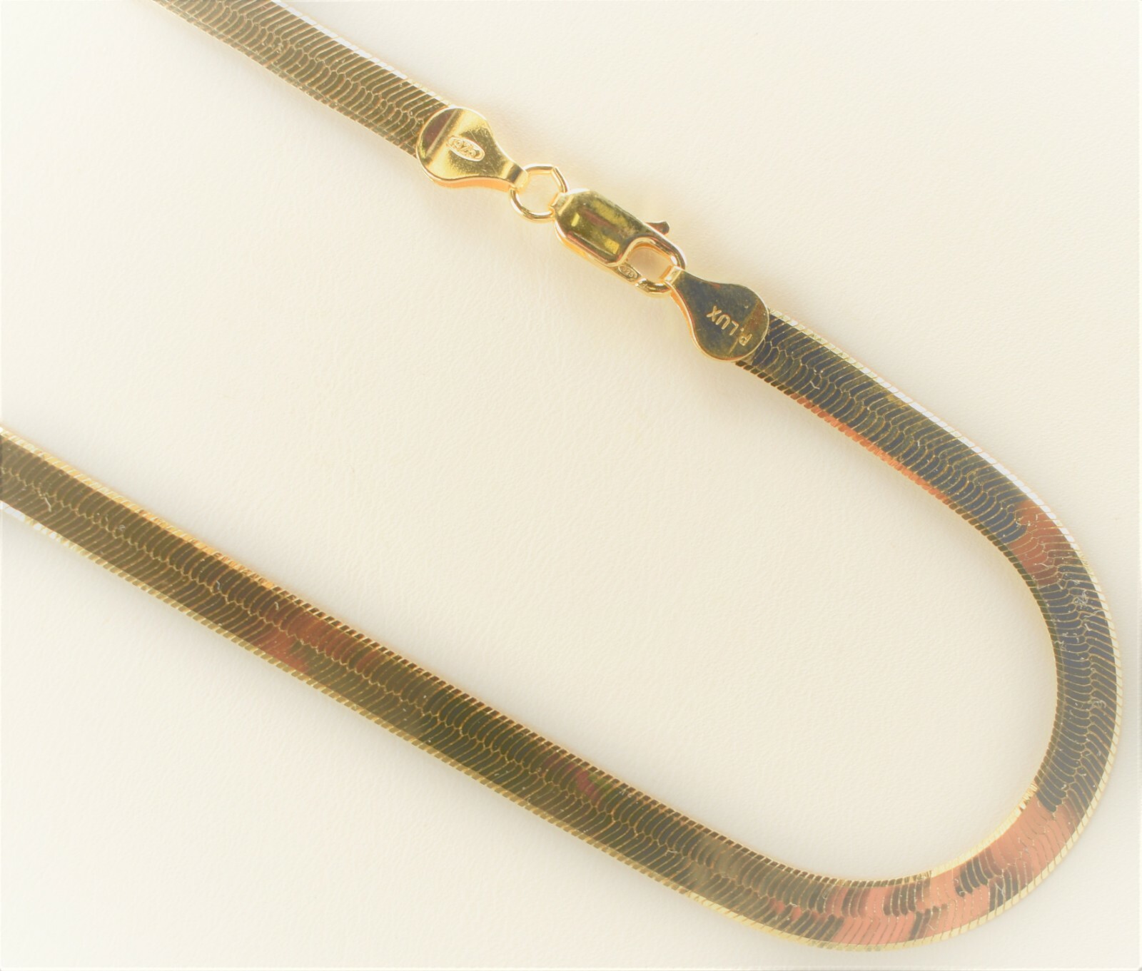 5.5mm Herringbone Chain. Vermeil Gold over Sterling Silver Necklace 16″~24 Inch
