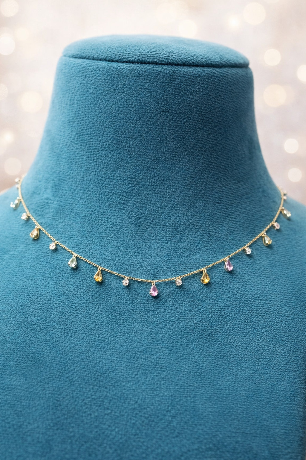 925 Sterling Silver Handmade Necklace Minimalist Multi Gemstone Annivery Gift