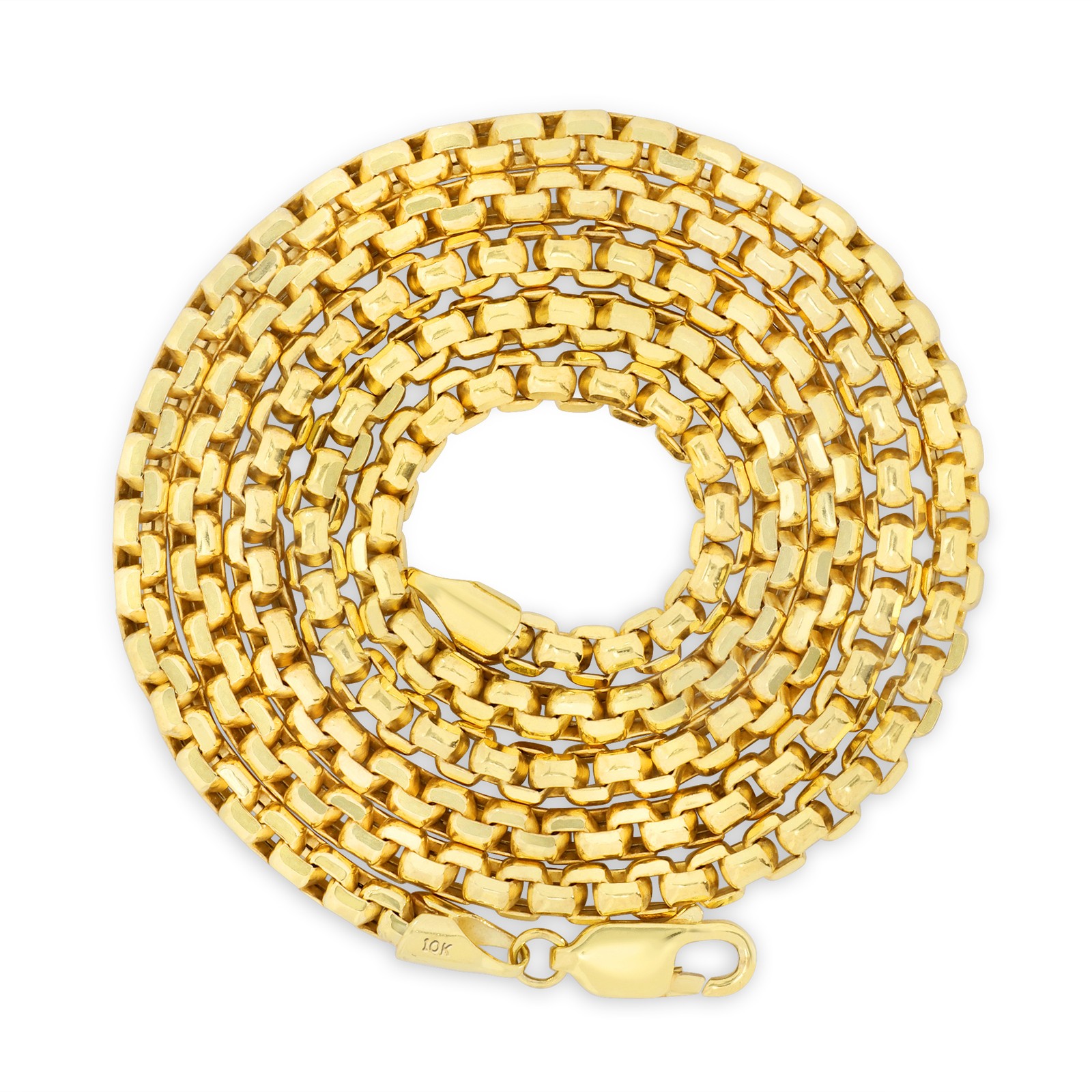 14K Yellow Gold 1.5mm-3.5mm Venetian Round Box Chain Necklace Men Women 16″- 30″