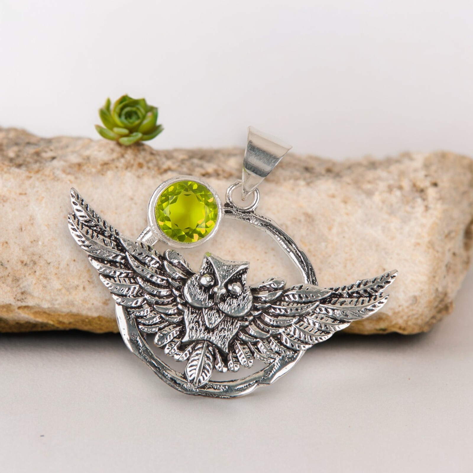 Peridot Gemstone Jewelry 925 Silver Handmade Pendant 1.48″ For Anniversary Gifts