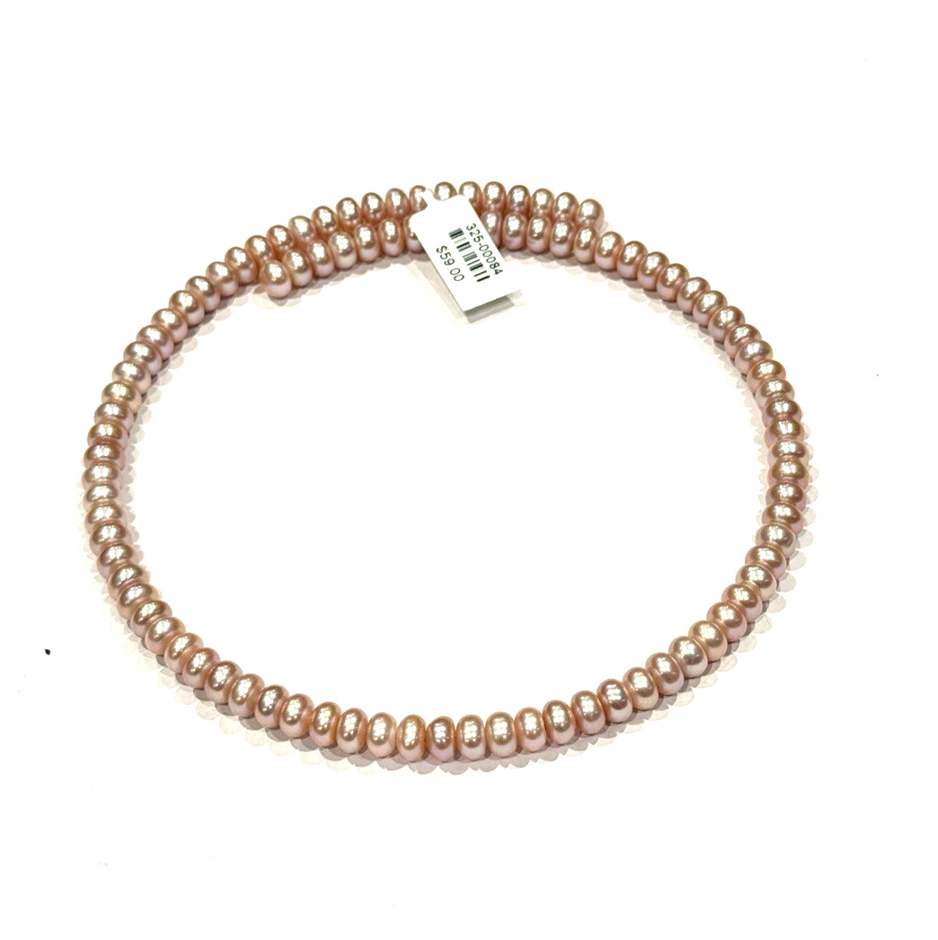 HONORA BUTTON PEARL COIL PINK CHOKER NECKLACE RONDELLE SHAPE O/S NEW NWT