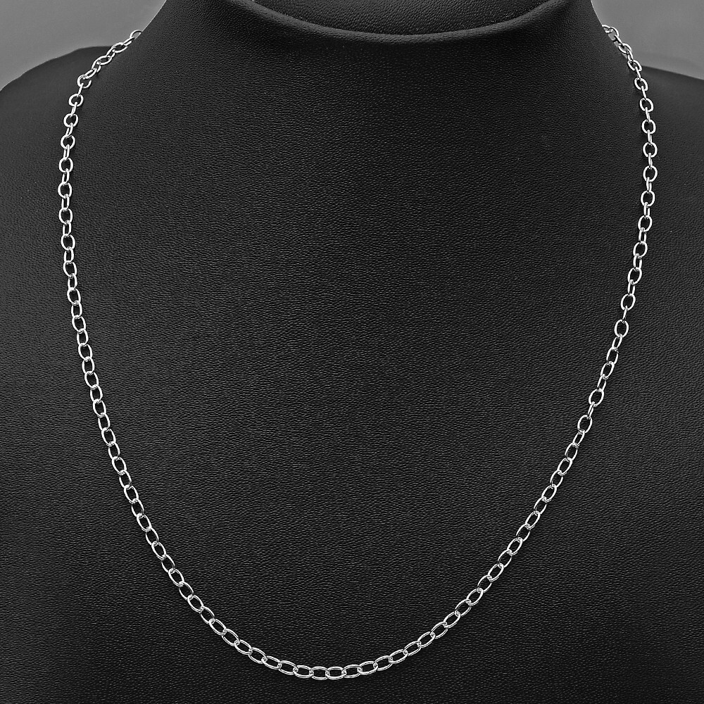 18″ Sterling Silver Rolo Chain Necklace – Strong, Shiny Oval Link Design DGC1023