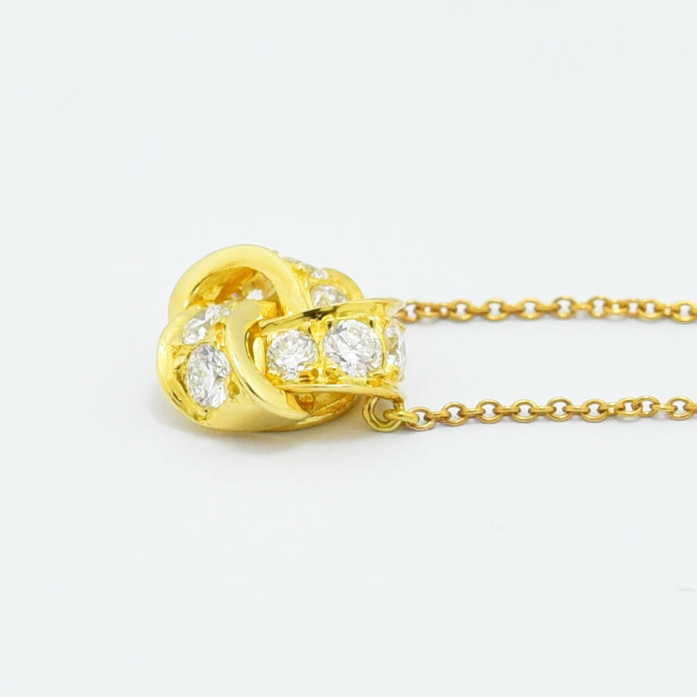 Tiffany & Co. Necklace Diamond Pendant K18 Yellow Gold Chain 40cm 16” Ladies