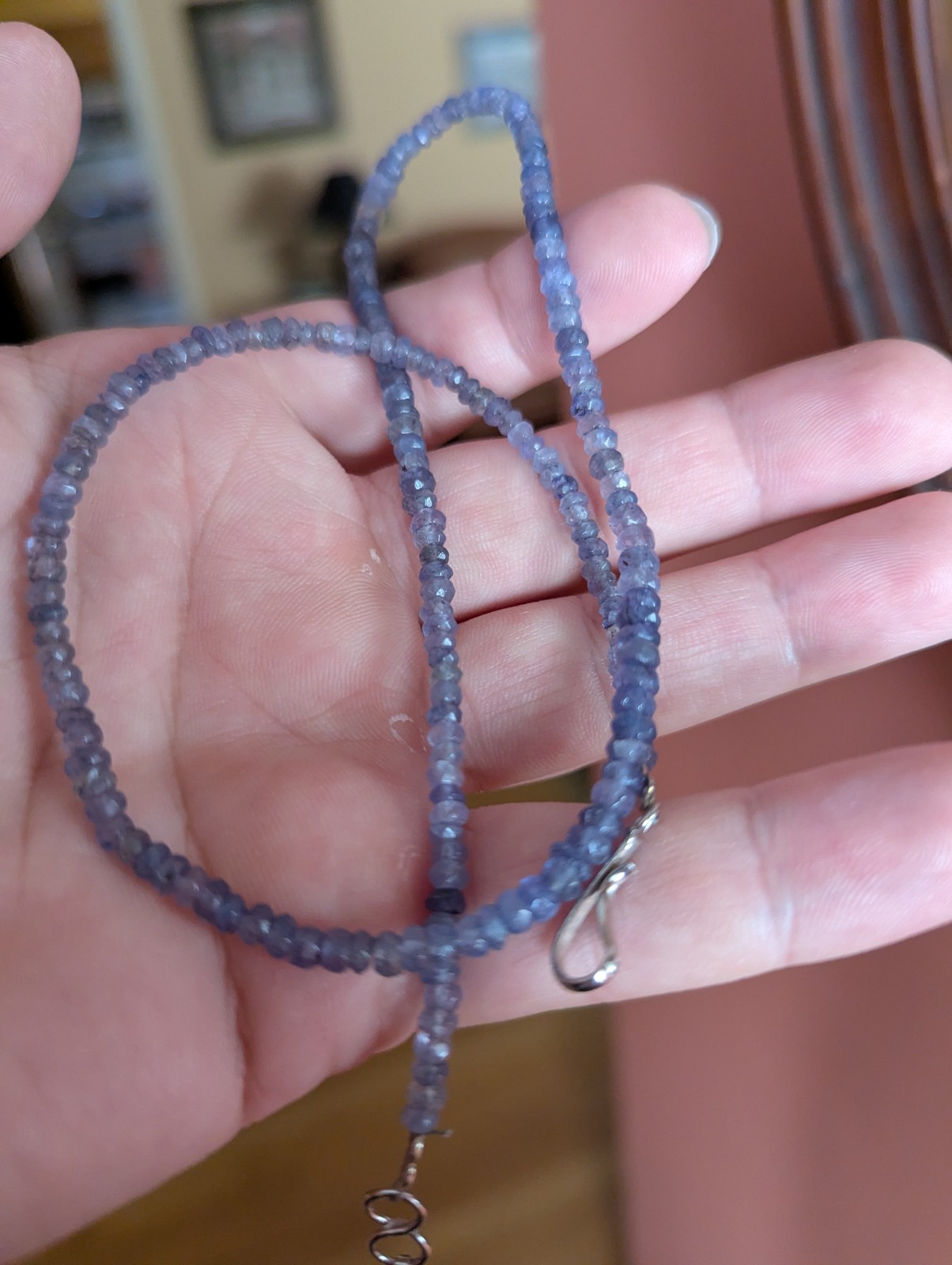 light blue Tanzanite Necklace (broken/impartial metal end) 18.26 in