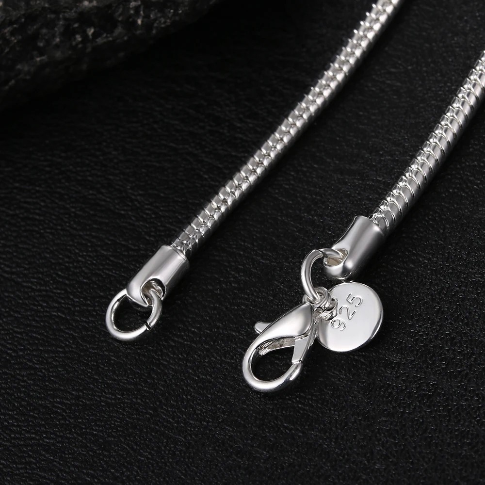 40-75Cm 925 Sterling Silver 1MM/2MM/3MM Solid Snake Chain Necklace for Men Women