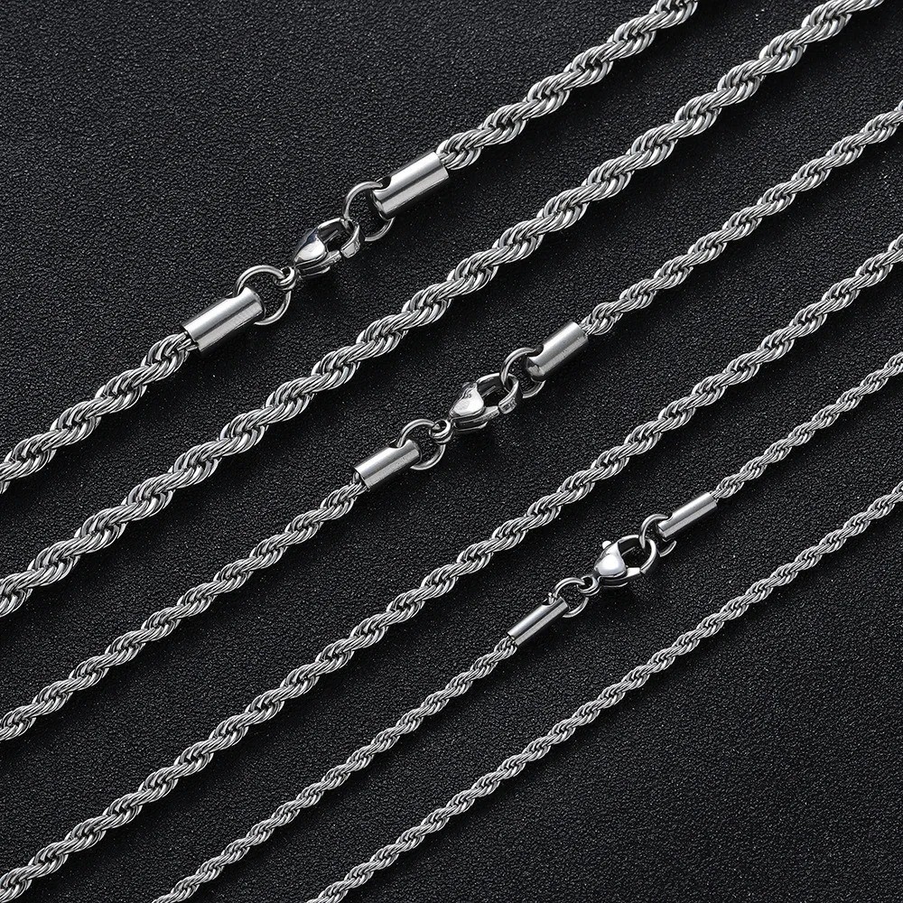 Italian Solid Sterling Silver Rope Link Chain Necklace Silver Chain UNISEX