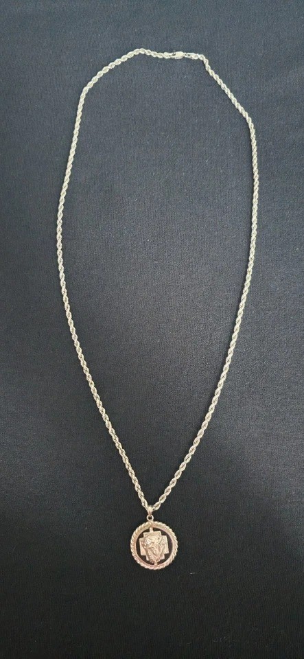 14k White Gold Solid 3mm 26″ Diamond Cut Rope Chain with Pendant
