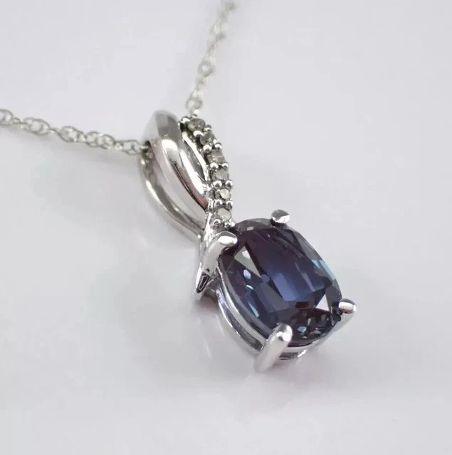 1.50Ct Oval Simulated Sapphire Solitaire Pendant 14K White Gold Plated