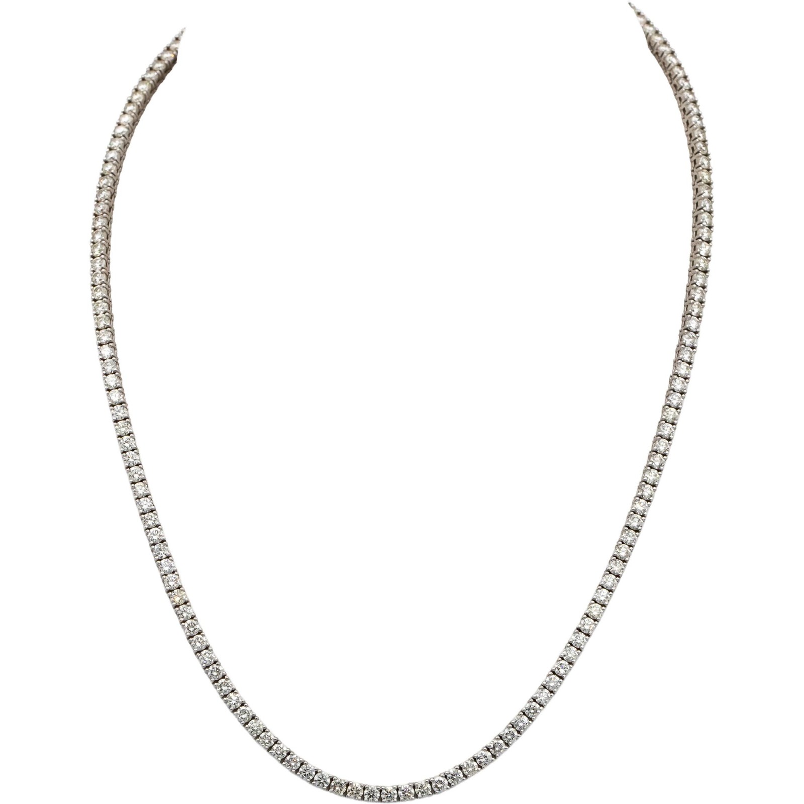 18k White Gold VS Round Diamond Tennis Necklace 10.01CT