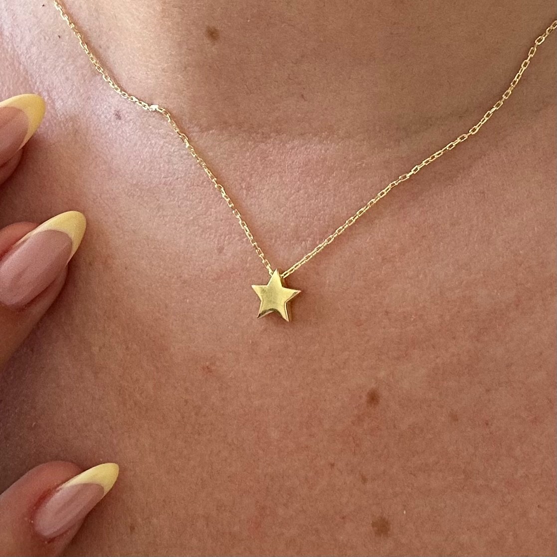 14k Gold Minimalist Star Charm Necklace Dainty Jewelry Pendant Gift Women Her