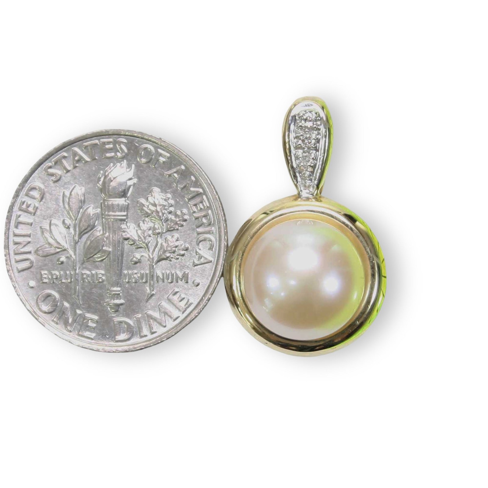 Pink Pearl Enhancer – 14k Yellow Gold + Diamonds