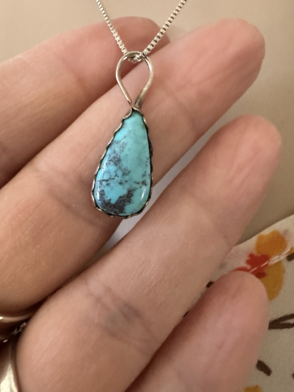 unbranded 925 tourquoise pendant and 925 chain dainty boho 18″