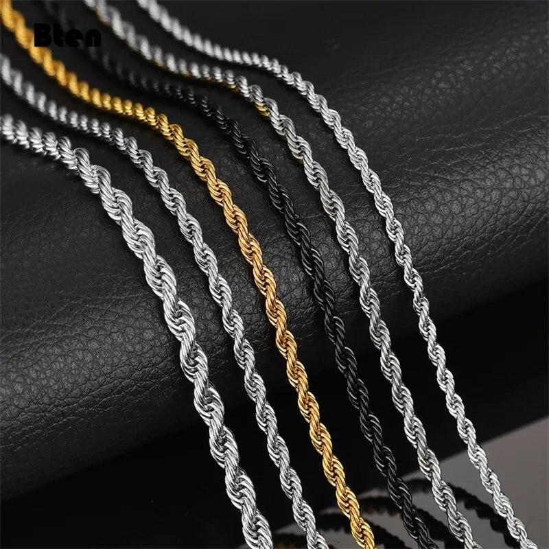 Solid Sterling Gold Silver Italian Rope Chain Men’s Necklace 2-5mm – Diamond Cut