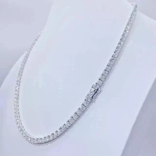 20 CT Round Cut Lab-Created Diamond Tennis Necklace 14k White Gold Plated