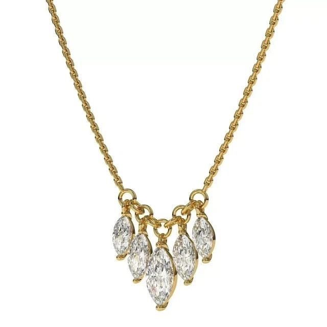 2Ct Marquise Cut Real Moissanite Beauty Fancy Pendant 14K Yellow Gold Plated