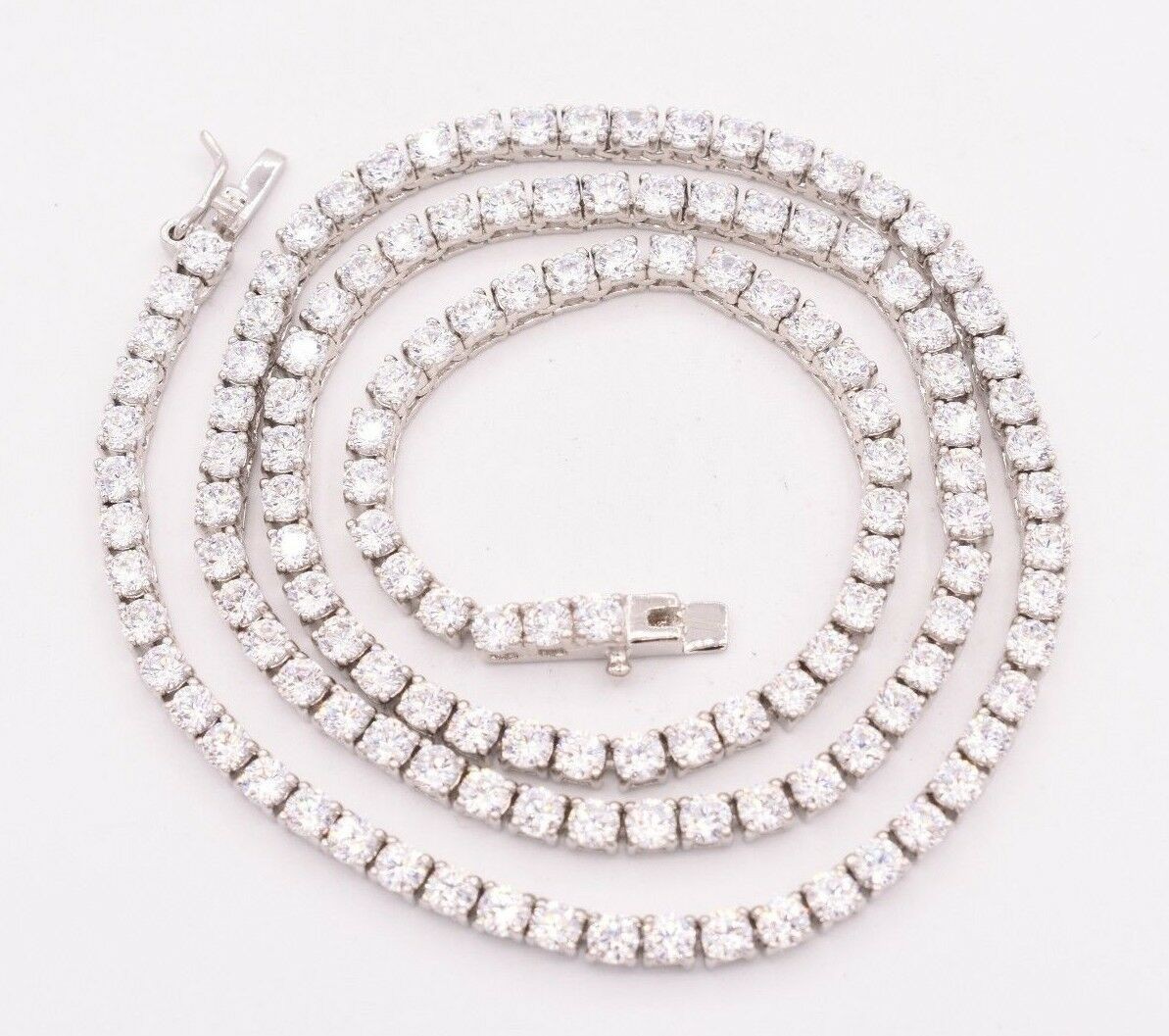 3mm Round Cut CZ Tennis Chain Necklace Real Solid Sterling Silver Anti Tarnish