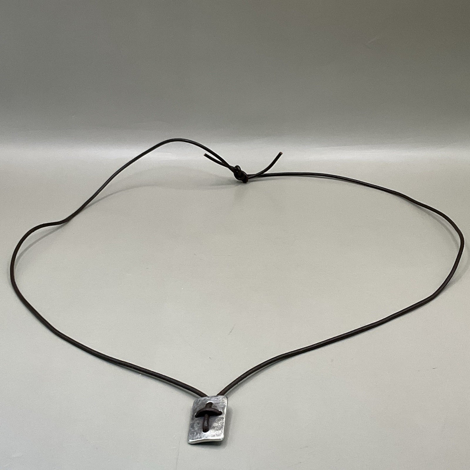 James Avery Necklace Brown Leather Sterling Silver 925 Cross Shield Pendant