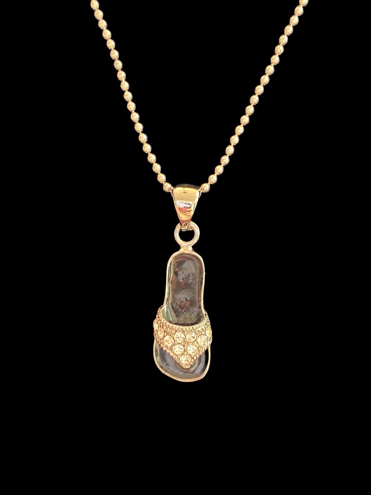 Flip Flop Pendant On Sterling Silver 925 Chain Necklace