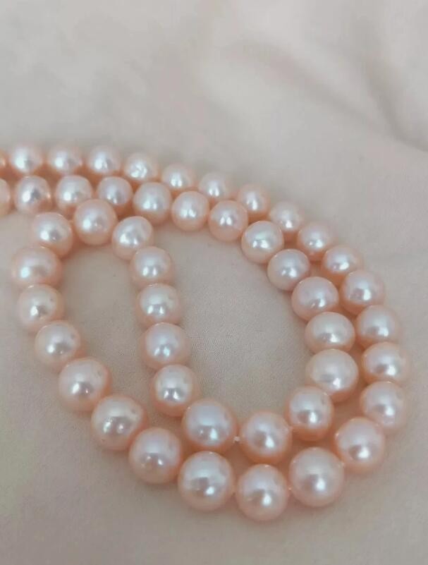 Authentic photo 18 inch AAAA Japan Akoya 8mm pink pearl necklace 14K gold clasp