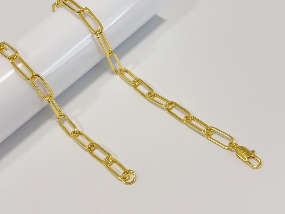 14K Yellow Gold Bold Paperclip Chain Link Layer Necklace 10mm 30inch