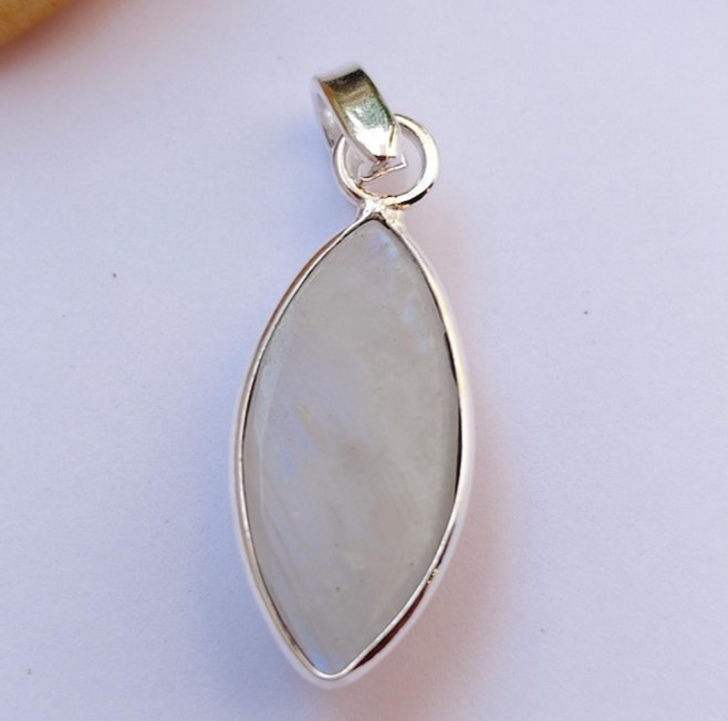 Rainbow Moonstone Gemstone Pendant 925 Sterling Silver Handmade Jewelry Gift For