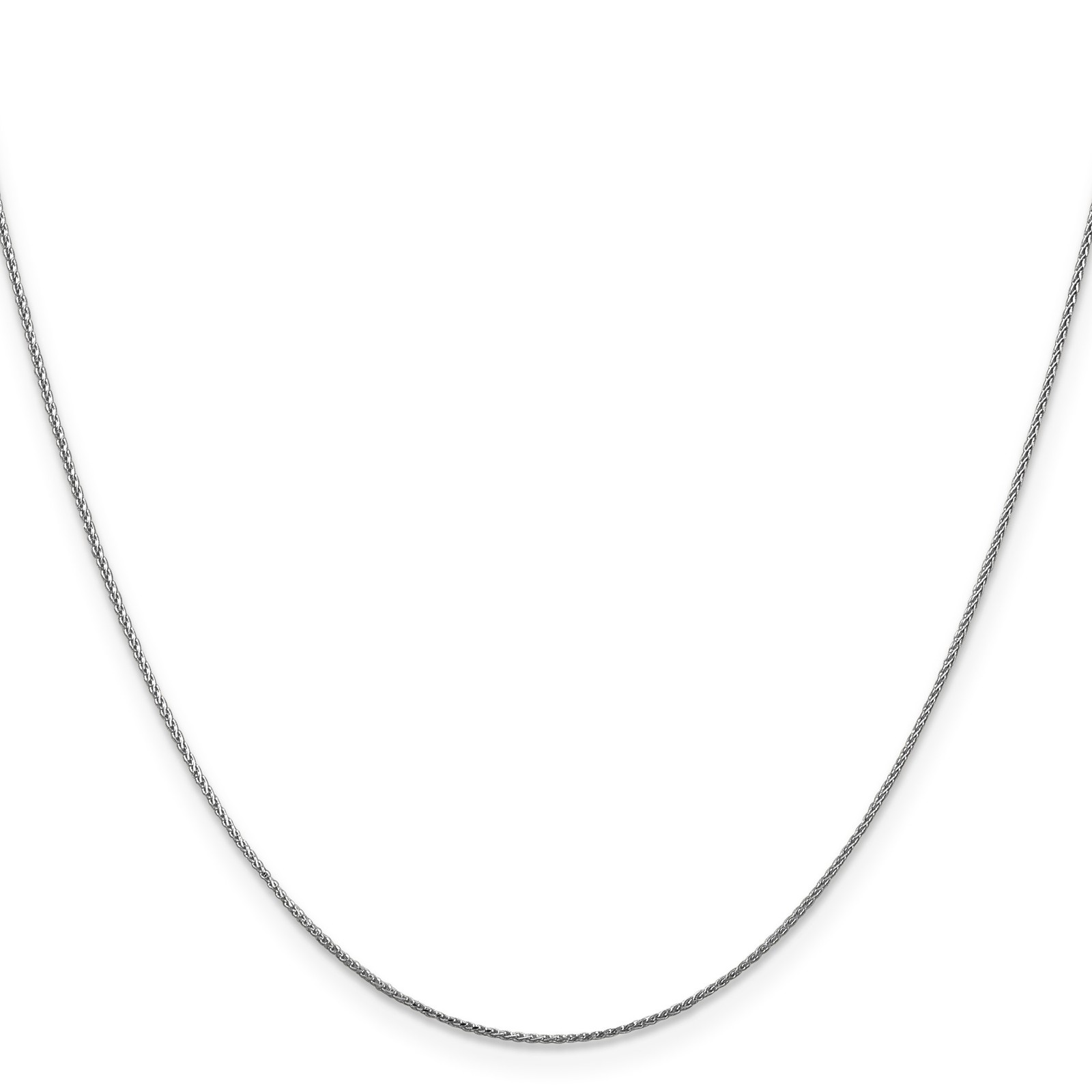 10K White Gold 0.65mm Spiga (Wheat) Chain Necklace 24 Inch Mens Womens