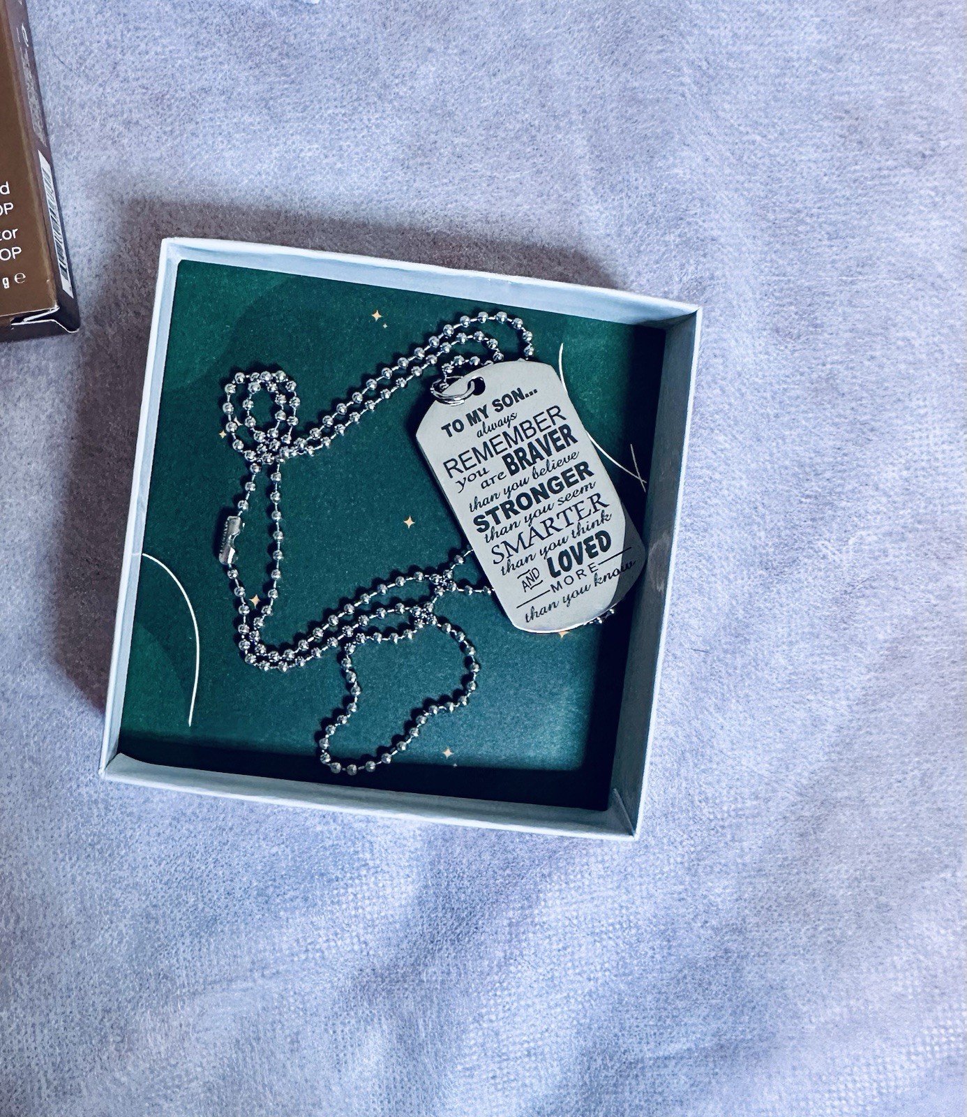 To My Son Dog Tag Pendant Necklace Inspirational Words Engraved Birthday Graduat