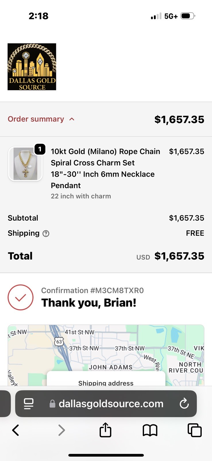 10k 6mm 22” Milano Rope Chain With Spiral Cross Pendant